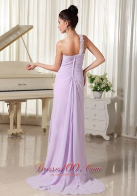 Lilac Prom Dress Appliques One Shoulder