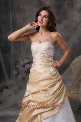 Around 150 Champagne and White Prom Dress