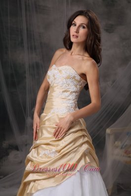 Around 150 Champagne and White Prom Dress