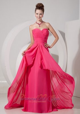 Cheap rom Gown Dress Coral Red Empire Sweetheart