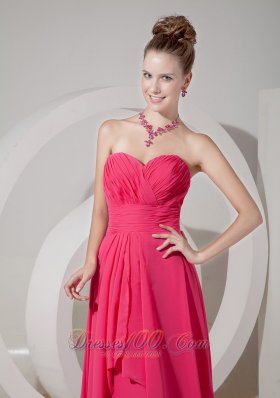 Cheap rom Gown Dress Coral Red Empire Sweetheart