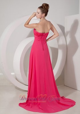 Cheap rom Gown Dress Coral Red Empire Sweetheart