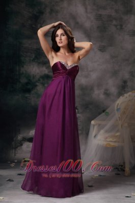 Dark Purple Prom Dress Empire Chiffon Beading2013