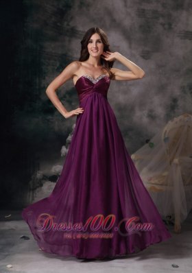 Dark Purple Prom Dress Empire Chiffon Beading2013