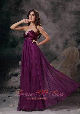 Dark Purple Prom Dress Empire Chiffon Beading2013