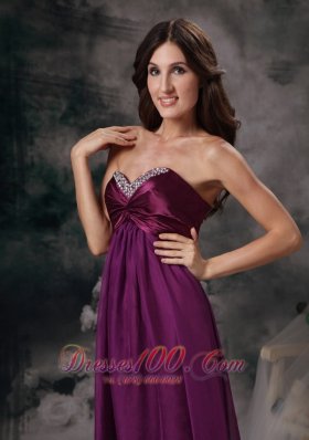 Dark Purple Prom Dress Empire Chiffon Beading2013