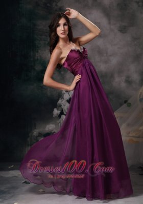 Dark Purple Prom Dress Empire Chiffon Beading2013