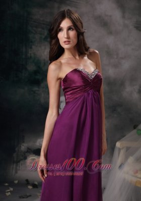 Dark Purple Prom Dress Empire Chiffon Beading2013