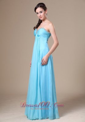 Stylish Prom Dress Beading Aqua Blue