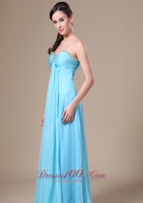 Stylish Prom Dress Beading Aqua Blue