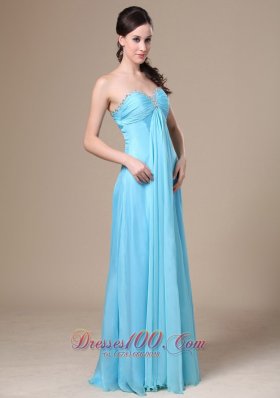 Stylish Prom Dress Beading Aqua Blue