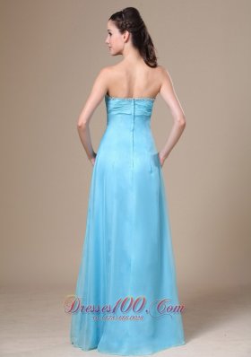 Stylish Prom Dress Beading Aqua Blue