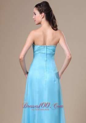 Stylish Prom Dress Beading Aqua Blue