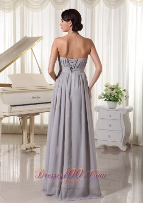 Modest Grey Empire Prom Holiday Dress Ruch Beading