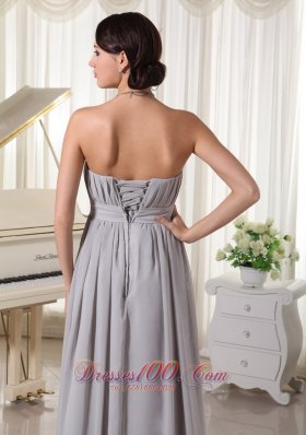 Modest Grey Empire Prom Holiday Dress Ruch Beading