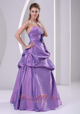 Plus Size Beaded Bowknot Purple Prom Dress Pick-ups