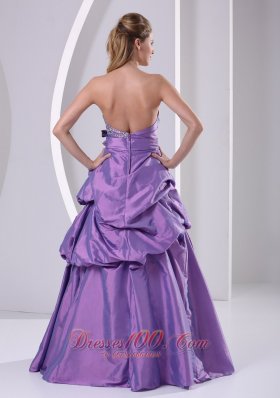 Plus Size Beaded Bowknot Purple Prom Dress Pick-ups