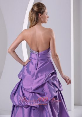 Plus Size Beaded Bowknot Purple Prom Dress Pick-ups