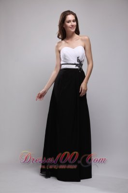 Black and White Appliques Prom Evening Dress