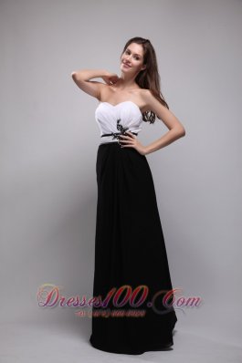 Black and White Appliques Prom Evening Dress