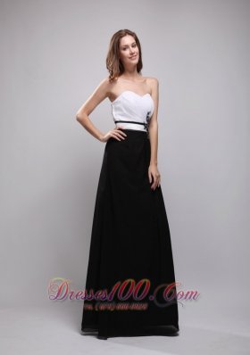 Black and White Appliques Prom Evening Dress