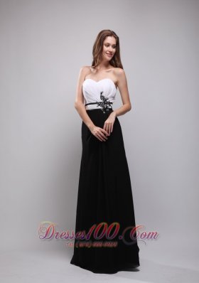 Black and White Appliques Prom Evening Dress