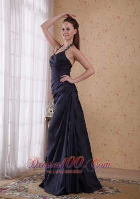 Popular Halter Prom Dress Beading Half-open Back