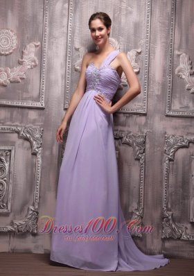 Lilac 2013 Prom Evening Dress One Shoulder Beading