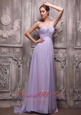 Lilac 2013 Prom Evening Dress One Shoulder Beading