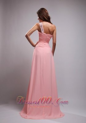 Simple Prom Dress One Shoulder Brush Beading Ruch