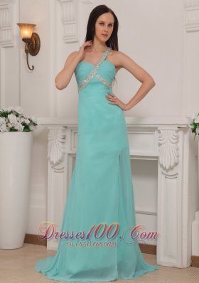 Prom Pageant Gown One Shoulder High-slit Beading