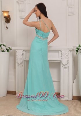 Prom Pageant Gown One Shoulder High-slit Beading