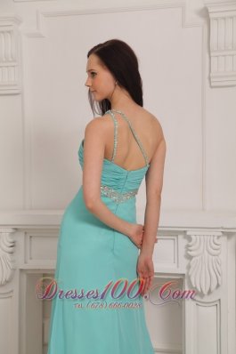 Prom Pageant Gown One Shoulder High-slit Beading