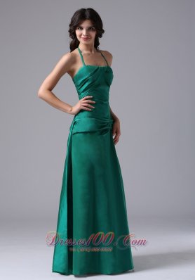 Discount Halter Prom Evening Dress Dark Green Ruched