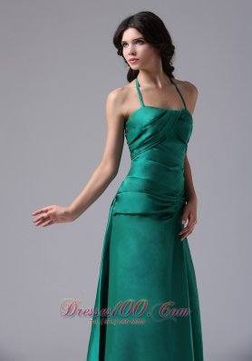 Discount Halter Prom Evening Dress Dark Green Ruched