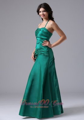 Discount Halter Prom Evening Dress Dark Green Ruched