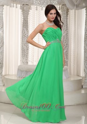 Prom Dress Customize Spring Green Ruch and Beading