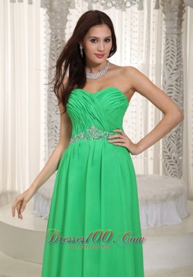 Prom Dress Customize Spring Green Ruch and Beading