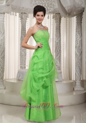 Cute Green Empire Prom Dress Organza Appliques