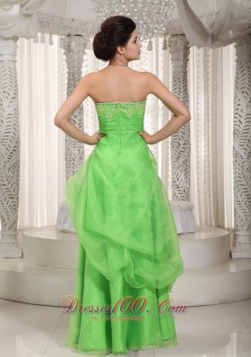 Cute Green Empire Prom Dress Organza Appliques