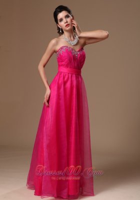 Gorgeous Hot Pink Prom Dress Beaded Custom Made