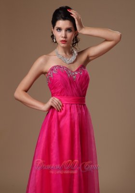 Gorgeous Hot Pink Prom Dress Beaded Custom Made