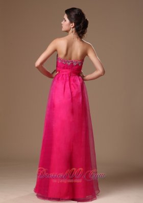 Gorgeous Hot Pink Prom Dress Beaded Custom Made