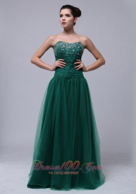 Clarence Prom Formal Dress Beaded Dark Green