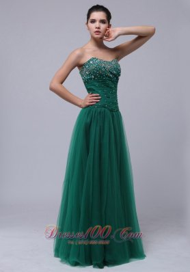 Clarence Prom Formal Dress Beaded Dark Green