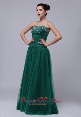 Clarence Prom Formal Dress Beaded Dark Green