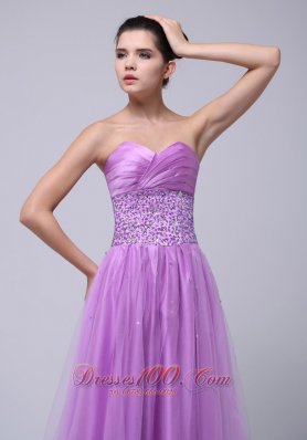 Tulle Prom Dress in Lavender Beaded and Ruching