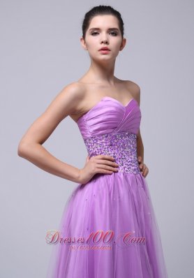 Tulle Prom Dress in Lavender Beaded and Ruching