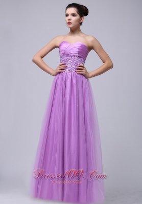 Tulle Prom Dress in Lavender Beaded and Ruching