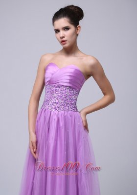 Tulle Prom Dress in Lavender Beaded and Ruching